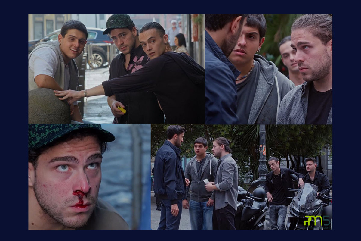 Gianluca Imperatore (Sergio), Vitaliano Liguori (Pasquale) e Vittorio Gargiulio (Peppe) sul set di
